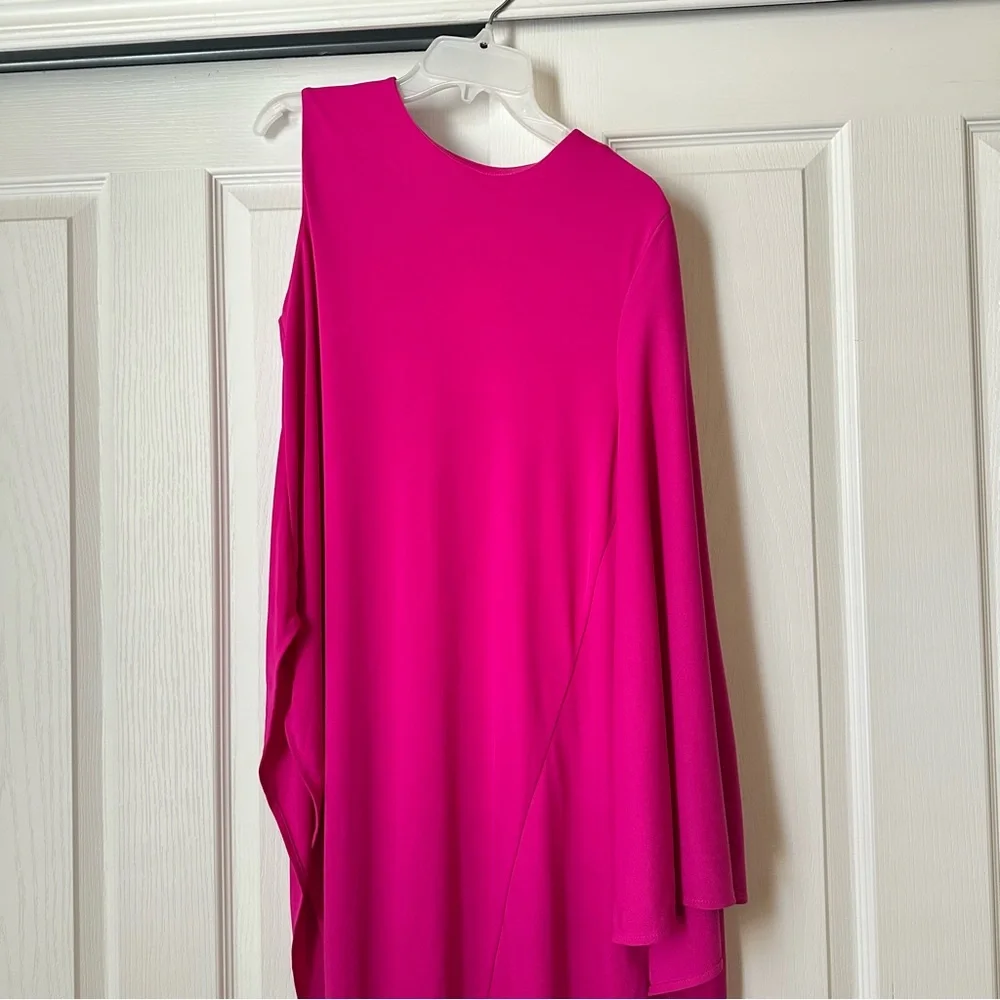 New Zara 2 Piece Fuchsia Pink Asymmetric Top and Draped Midi Skirt Small